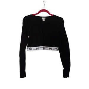 Bozzolo L Crew Neck  Long Sleeve Bae Elastic Crop Tee
